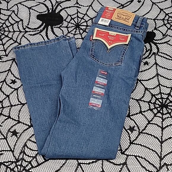 Levi's Bootcut Stretch Girls Demin Blue Jeans Size 12 Regular - Picture 1 of 8